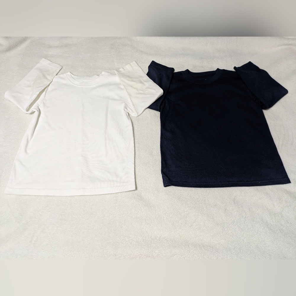 Kids Basic Short Sleeve Tee - White & Navy